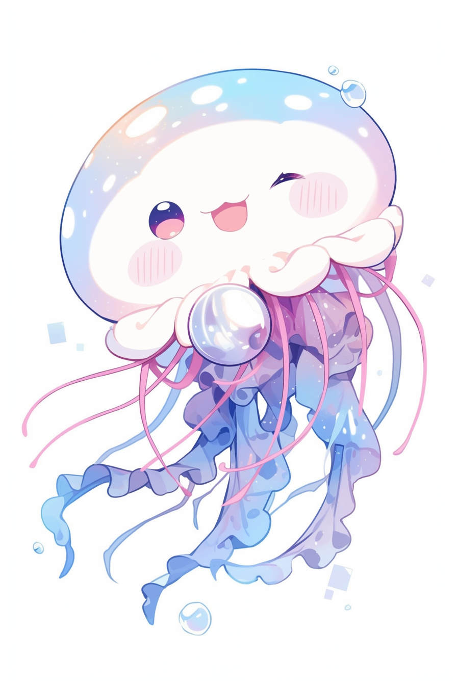 Adorable Pearl Jellyfish Art